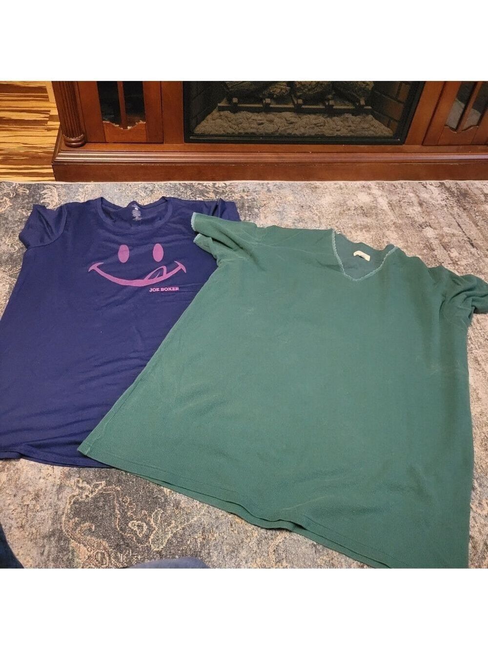 Blue Graphic and Green V-Neck Gowns 2X